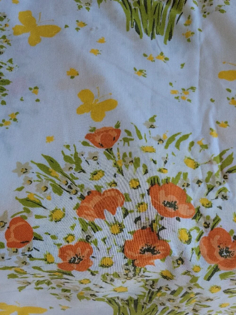 Muslin Floral 70s Flat Sheet in Yellow & Orange Morgan Jones